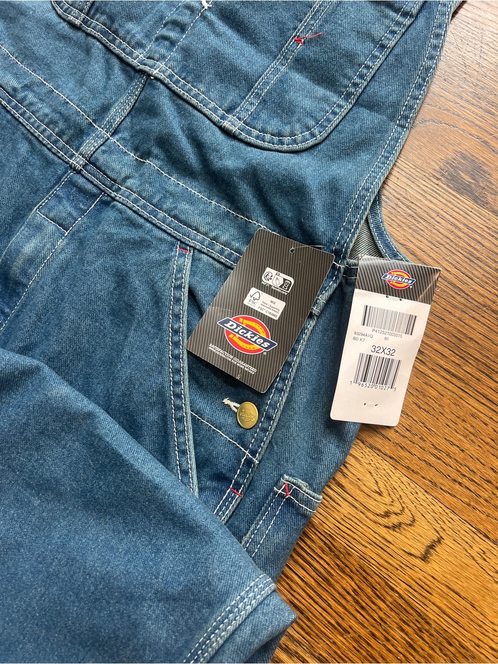 Men’s Dickies Indigo Denim Carpenter Overalls with Logo Tag - Picture 2 of 5